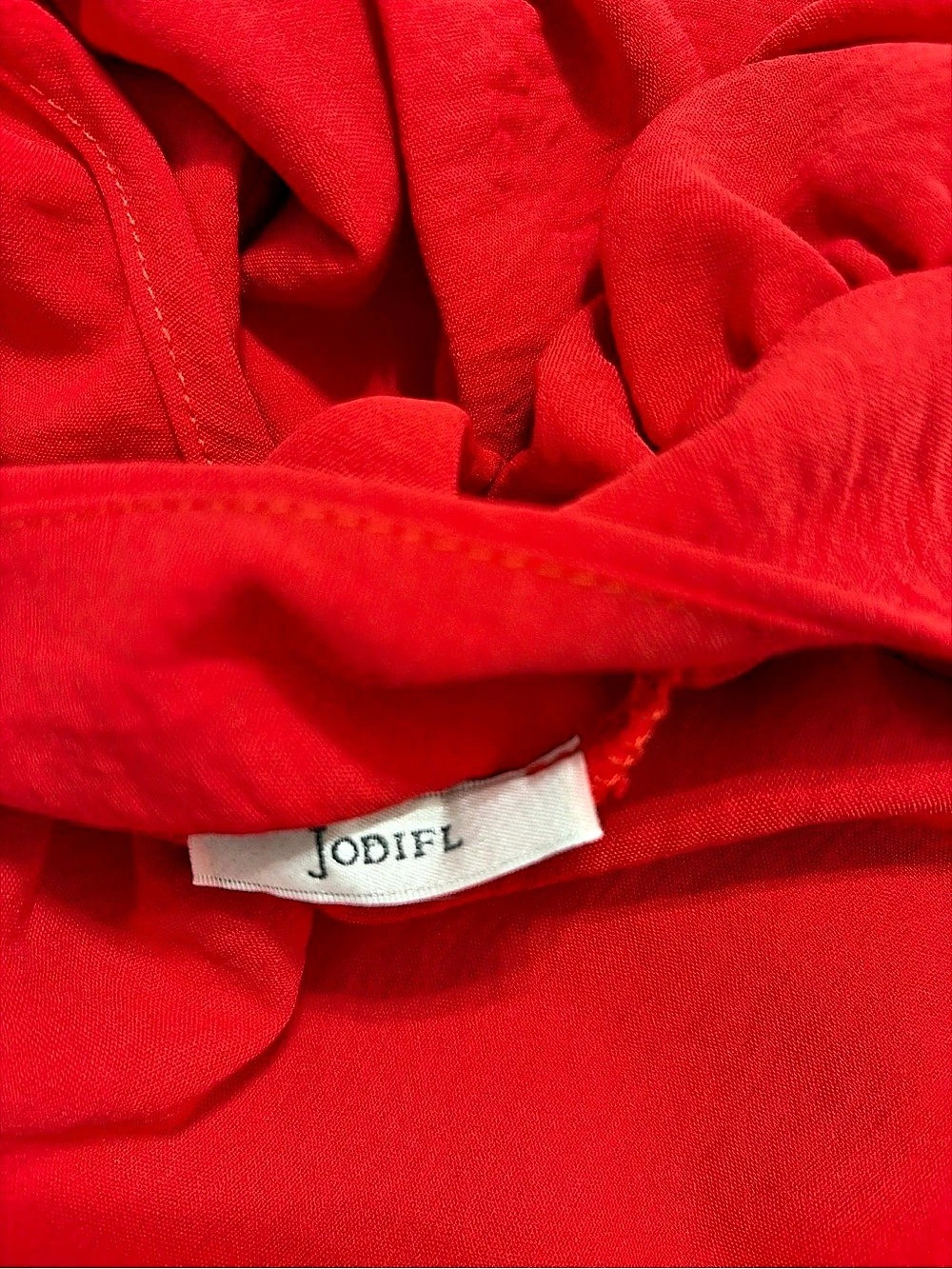 JODIFL Red One Shoulder Bow Tie Blouse Top Size Small Made in USA - Picture 5 of 6